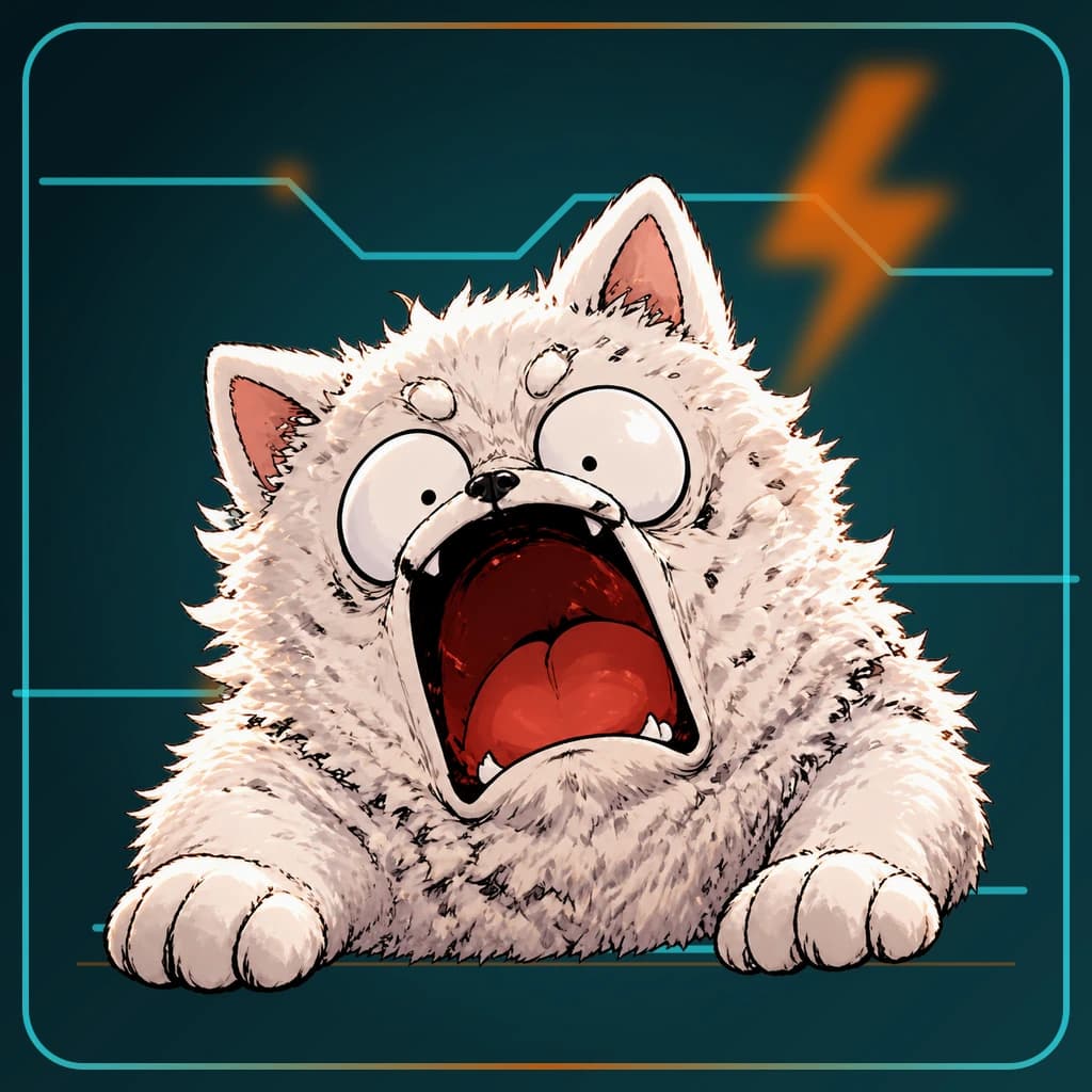 The same Panic character on a cyan circuit grid with an overload signal