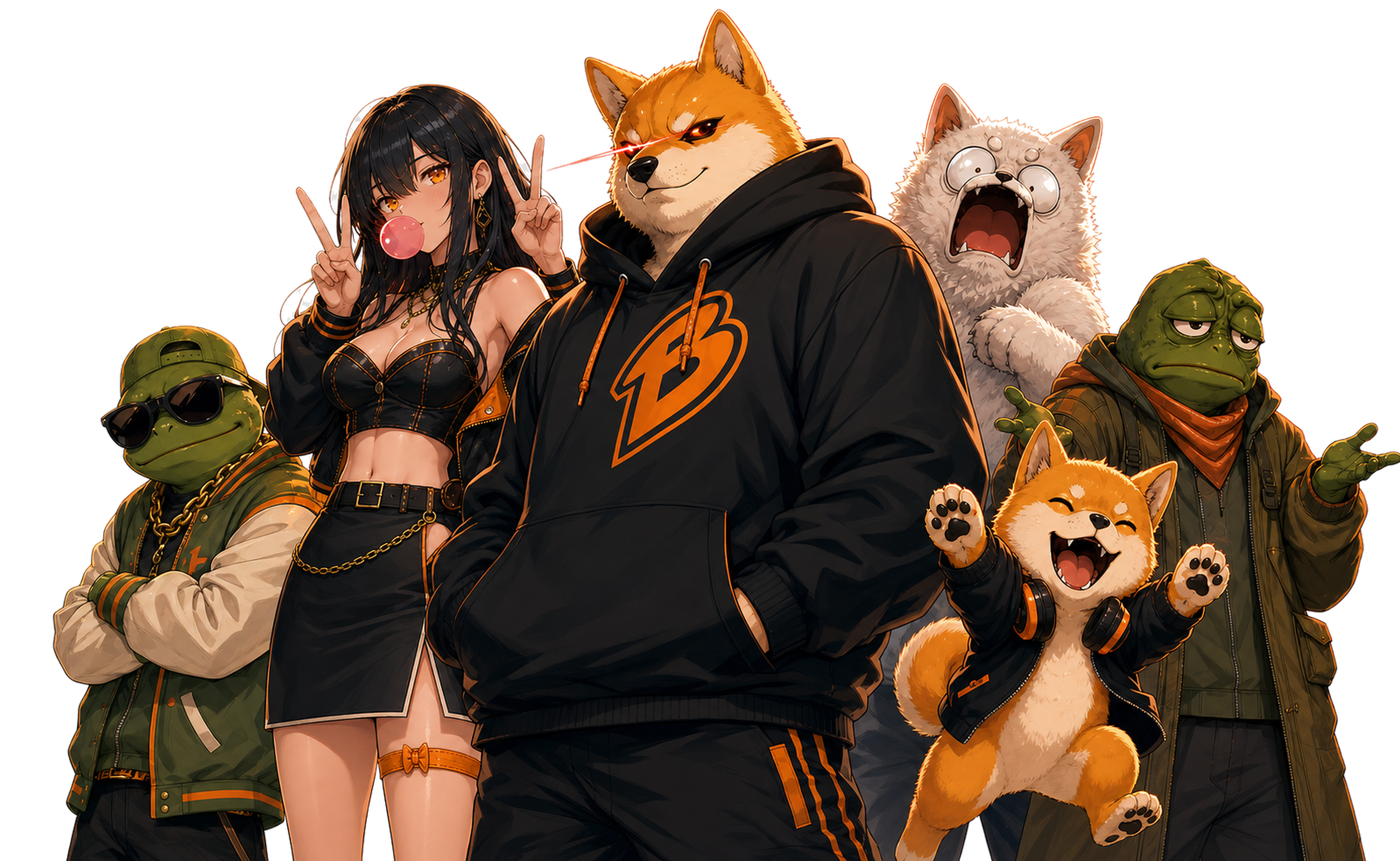 Bonker leading Nyx, Panic, Slick, Gloom, and Yap